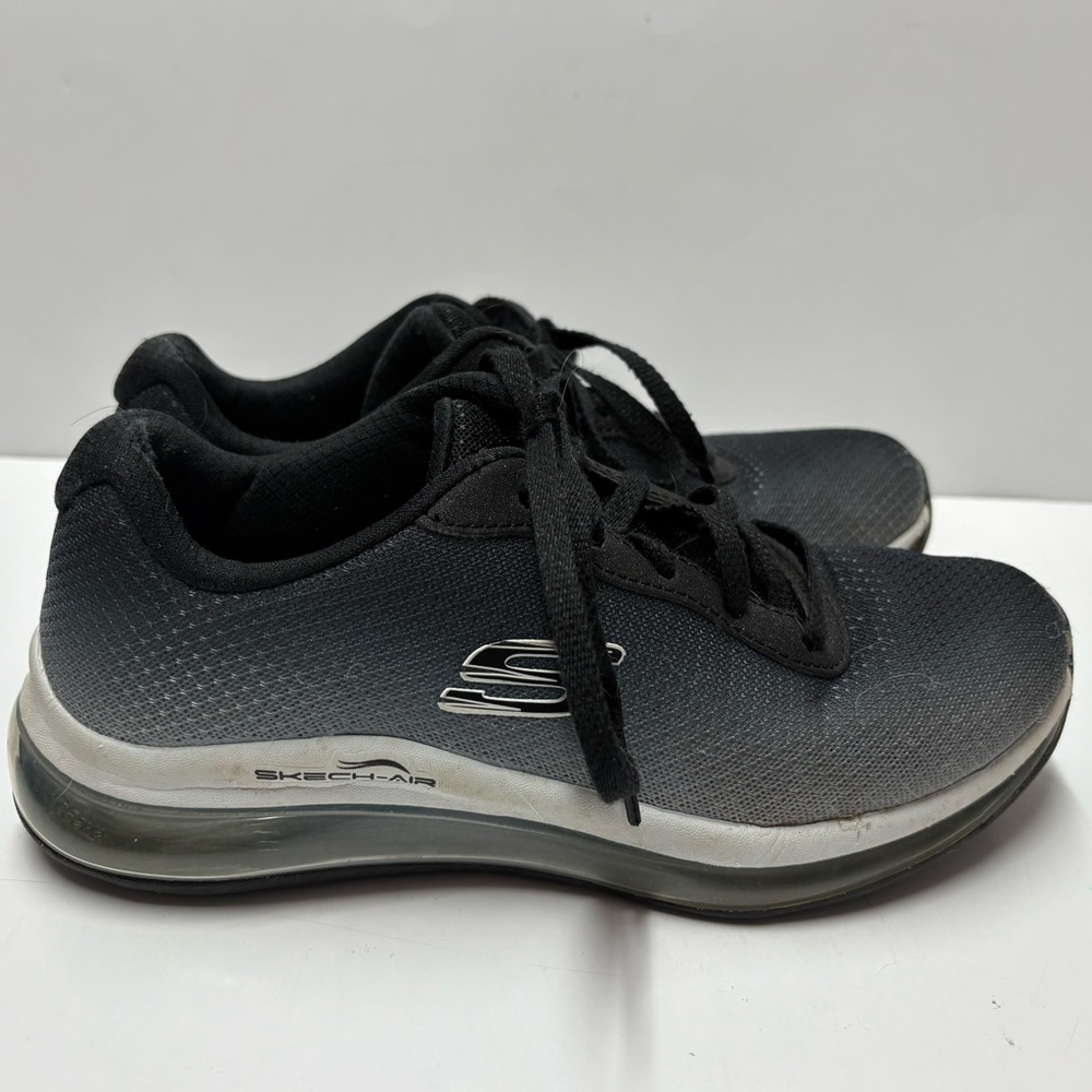 Skechers Air Cooled Memory Foam Lace Up Tennis Shoes Sneakers Black Gray Sz 5.5 - Picture 5 of 6